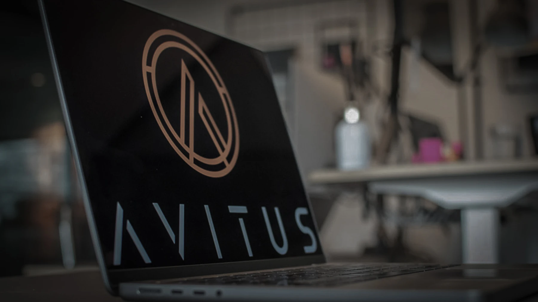 en dator med Avitus ITs logga på sig.